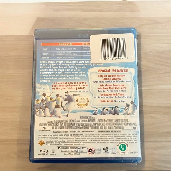 2/$22 NEW Happy Feet Blu-ray Disc 2006 Penguins Academy Award Winner - Picture 2 of 2